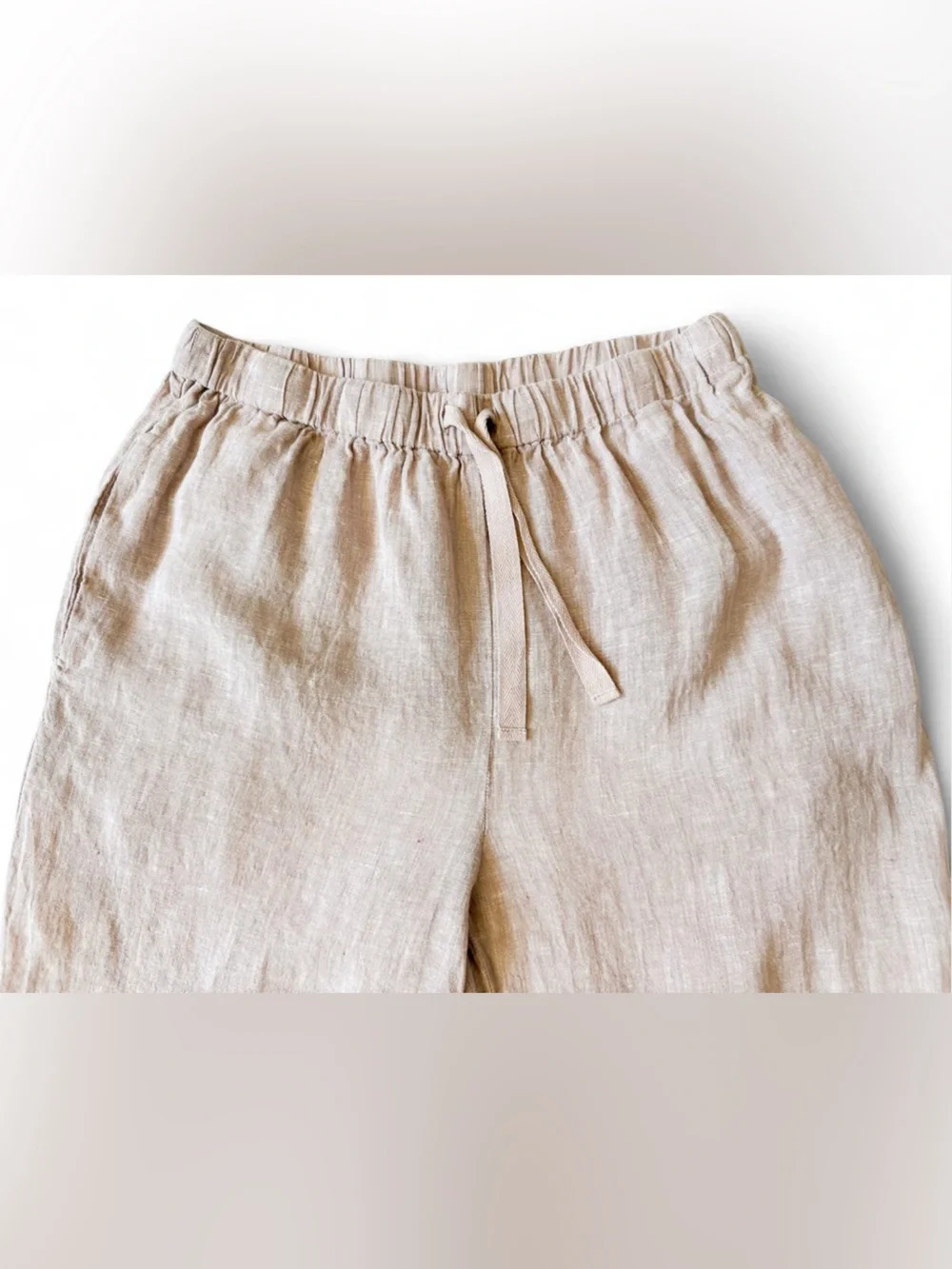 Quince 100% European Linen Tapered Ankle Pull-On, Drawstring Pants - Size Small